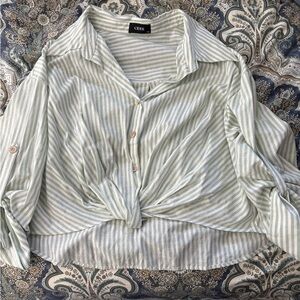 Cider Sage Striped Button Down Shirt